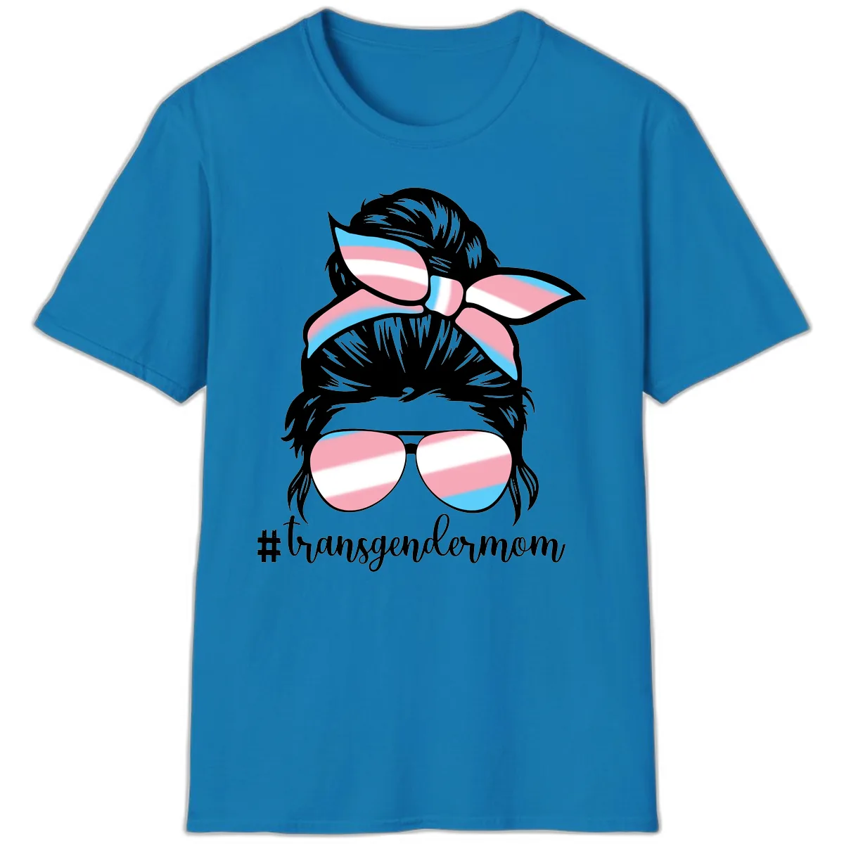 Transgender Mom Pride Portrait T-Shirt in Sapphire