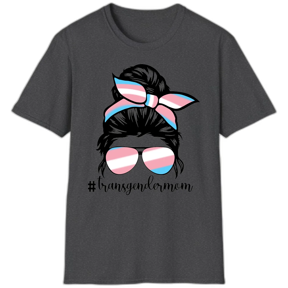 Transgender Mom Pride Portrait T-Shirt in Dark Heather