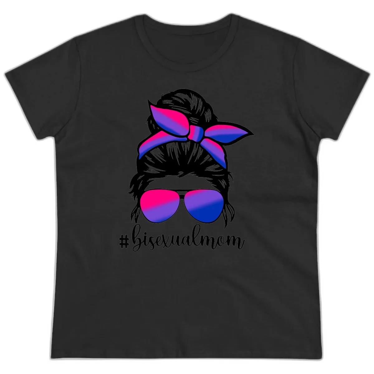 Bisexual Mom Pride Ladies Tee in Black