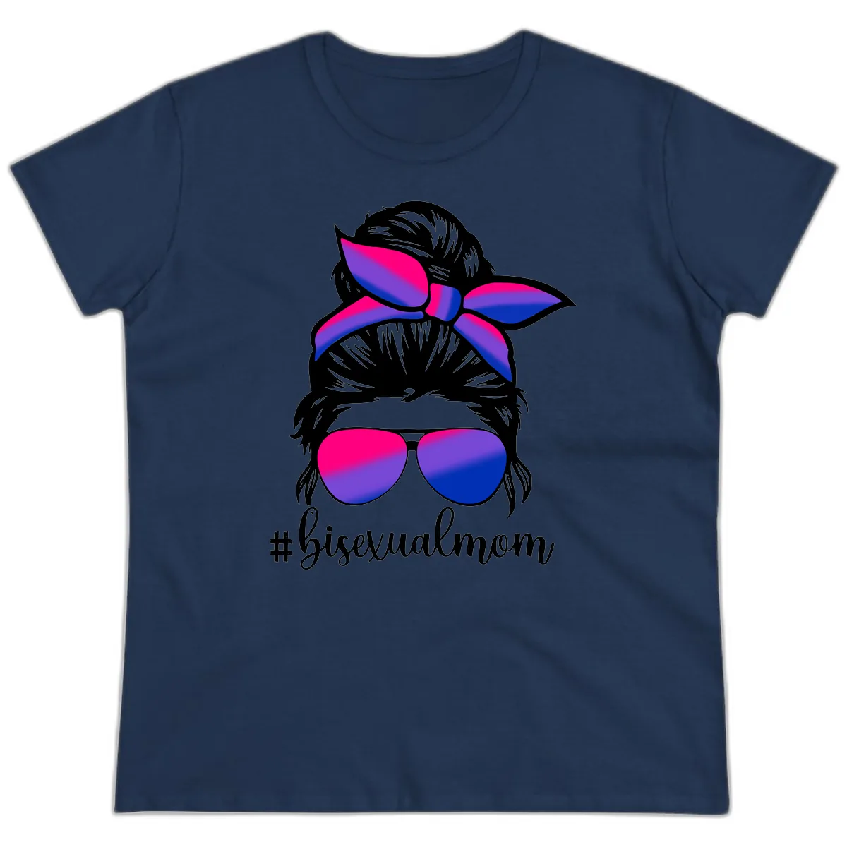 Bisexual Mom Pride Ladies Tee in Navy