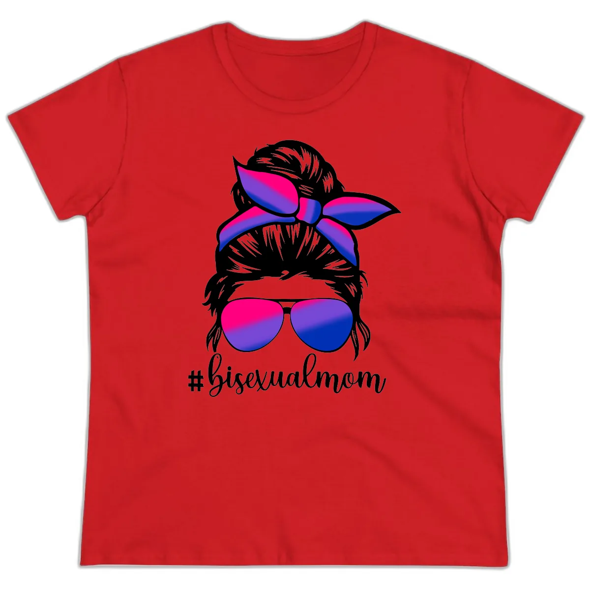 Bisexual Mom Pride Ladies Tee in Red