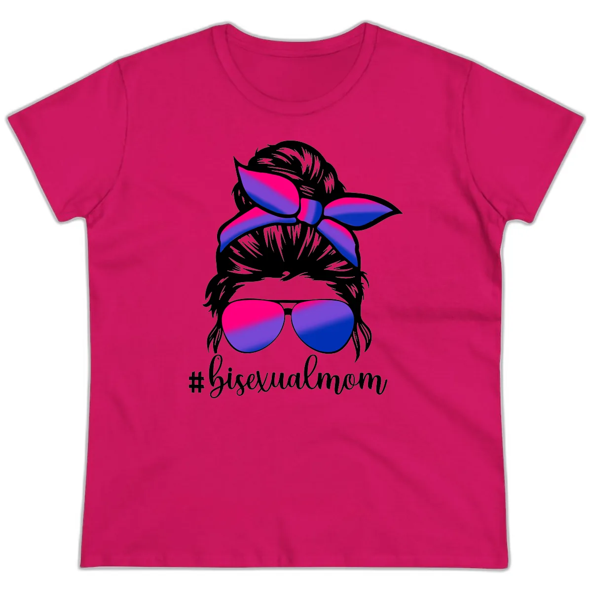 Bisexual Mom Pride Ladies Tee in Heliconia