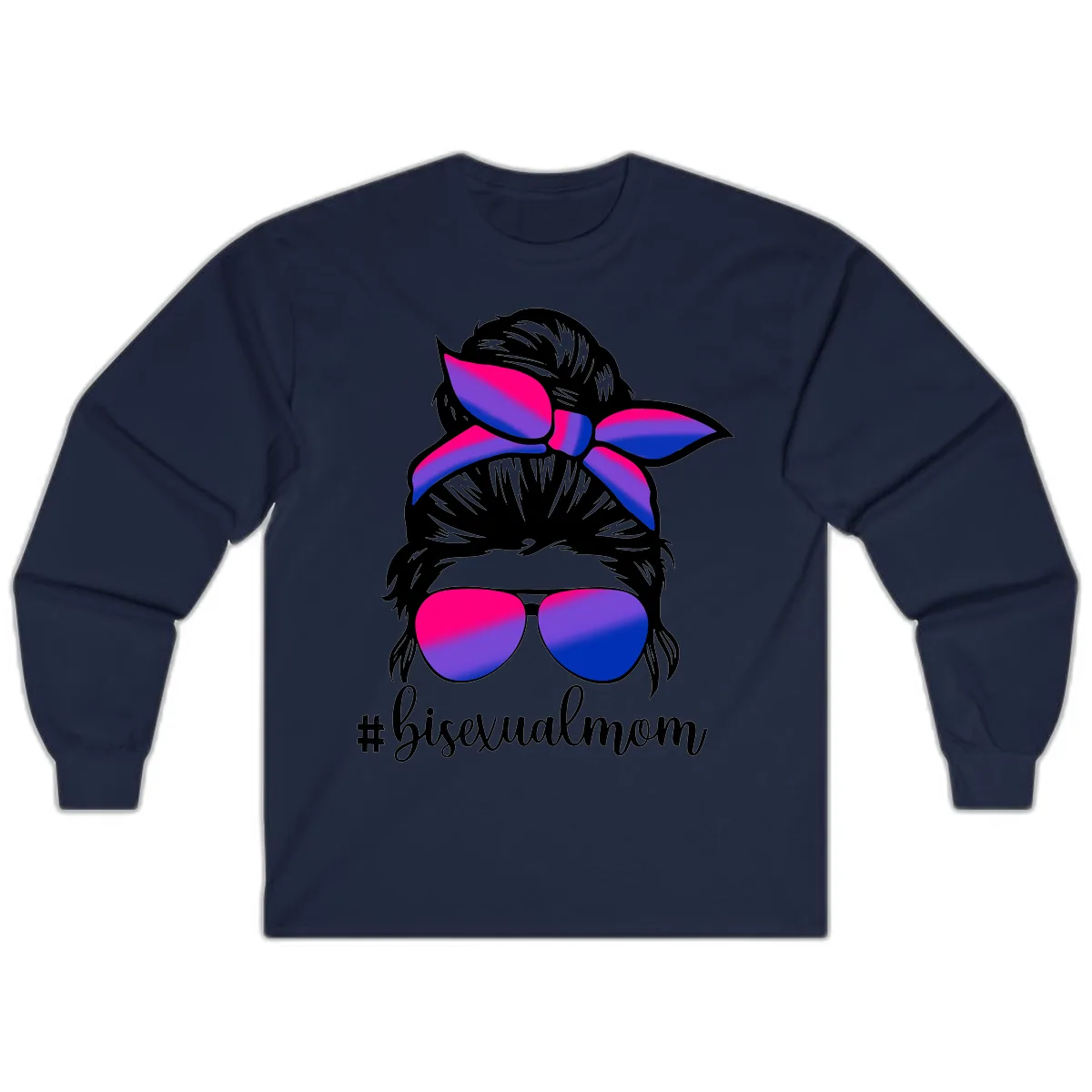 Bisexual Mom Pride Long Sleeve in Navy