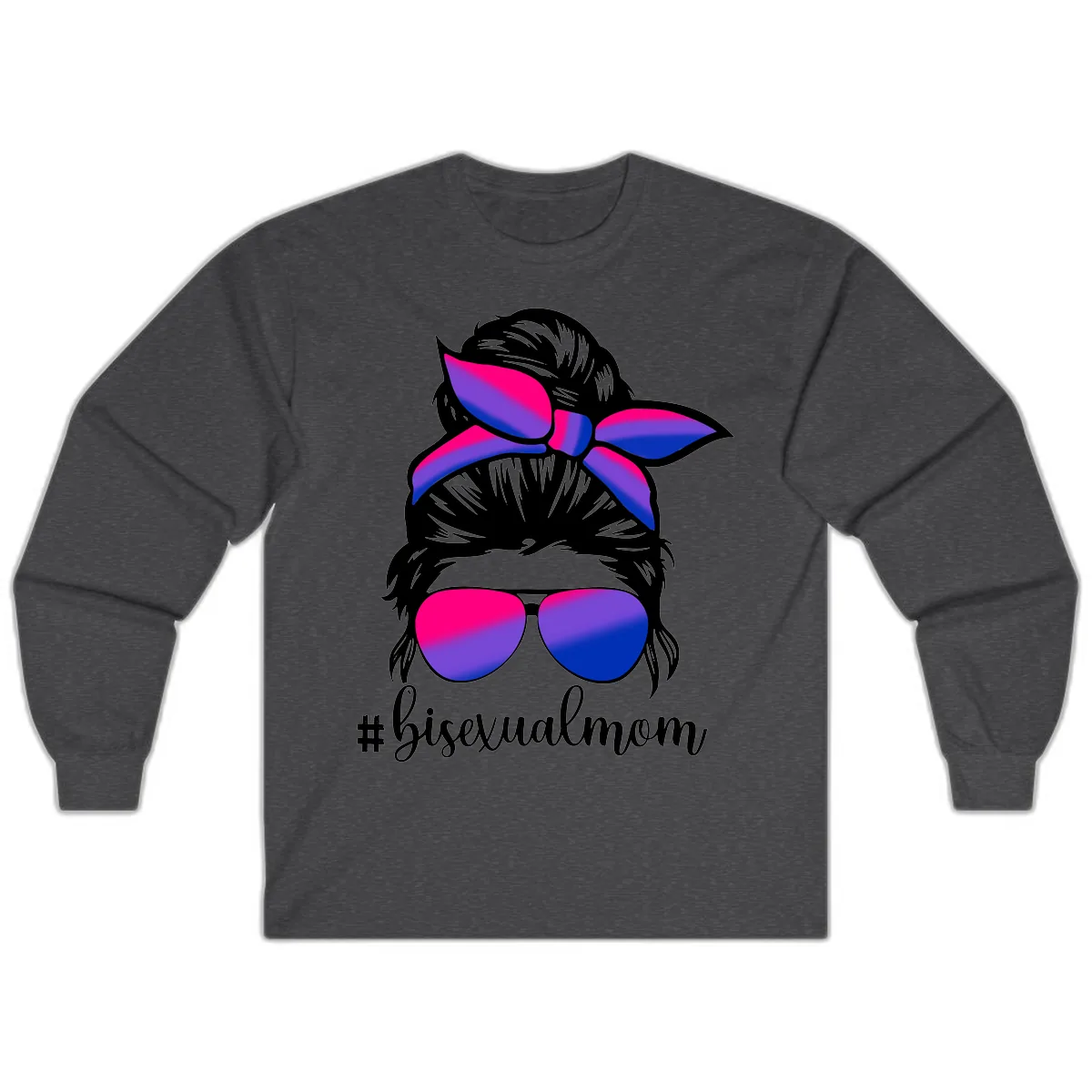 Bisexual Mom Pride Long Sleeve in Dark Heather