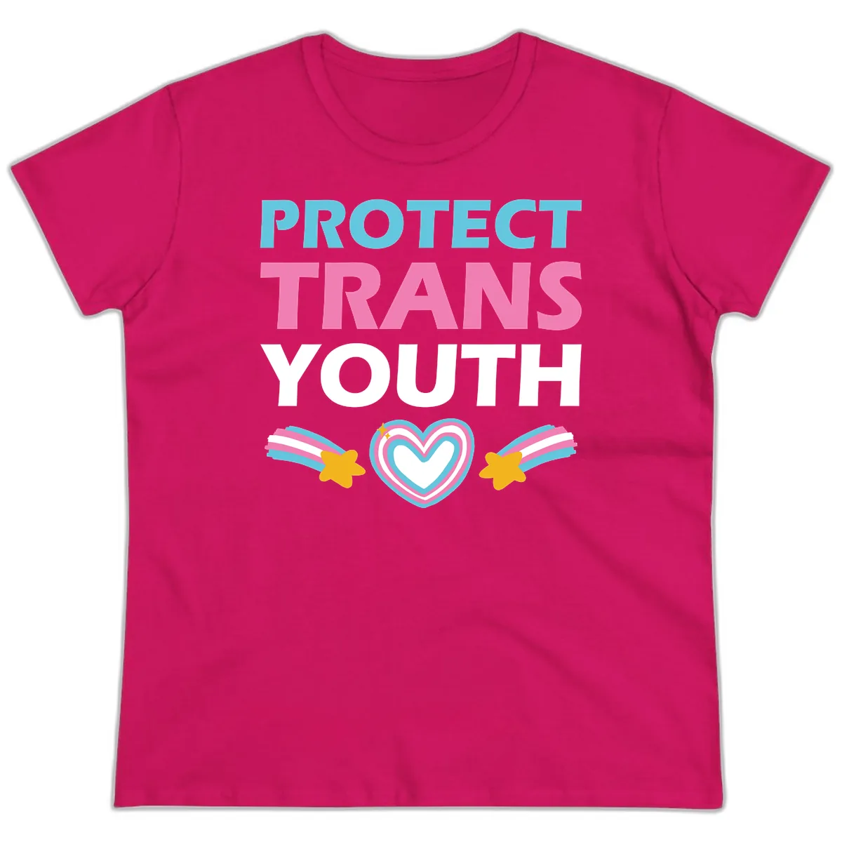 Protect Trans Youth Ladies Tee in Heliconia