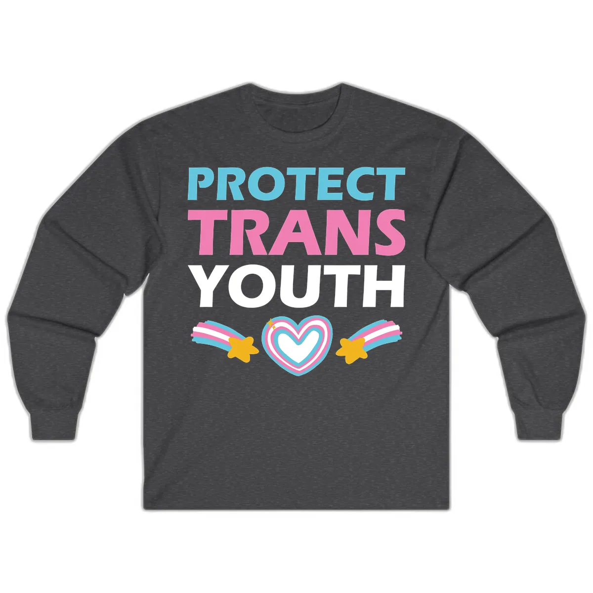 Protect Trans Youth Long Sleeve in Dark Heather