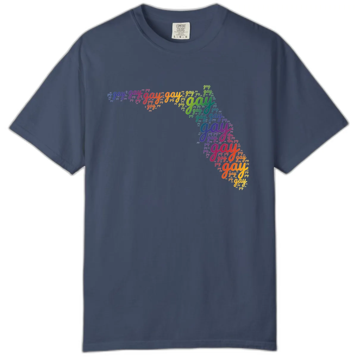 Rainbow Gay Pride Word Cloud Comfort Color in Midnight