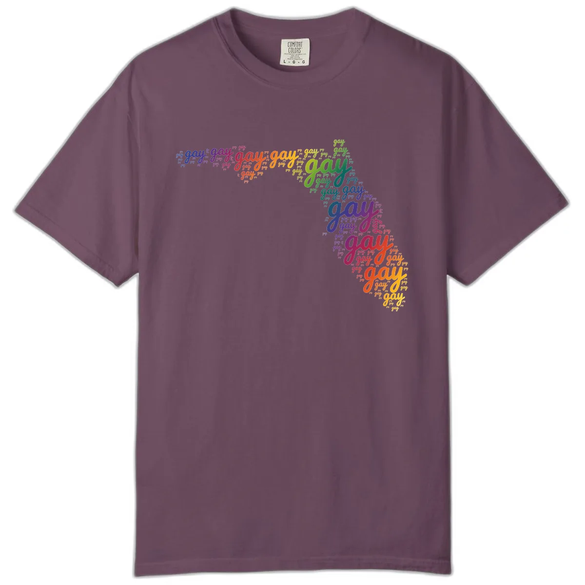 Rainbow Gay Pride Word Cloud Comfort Color in Berry