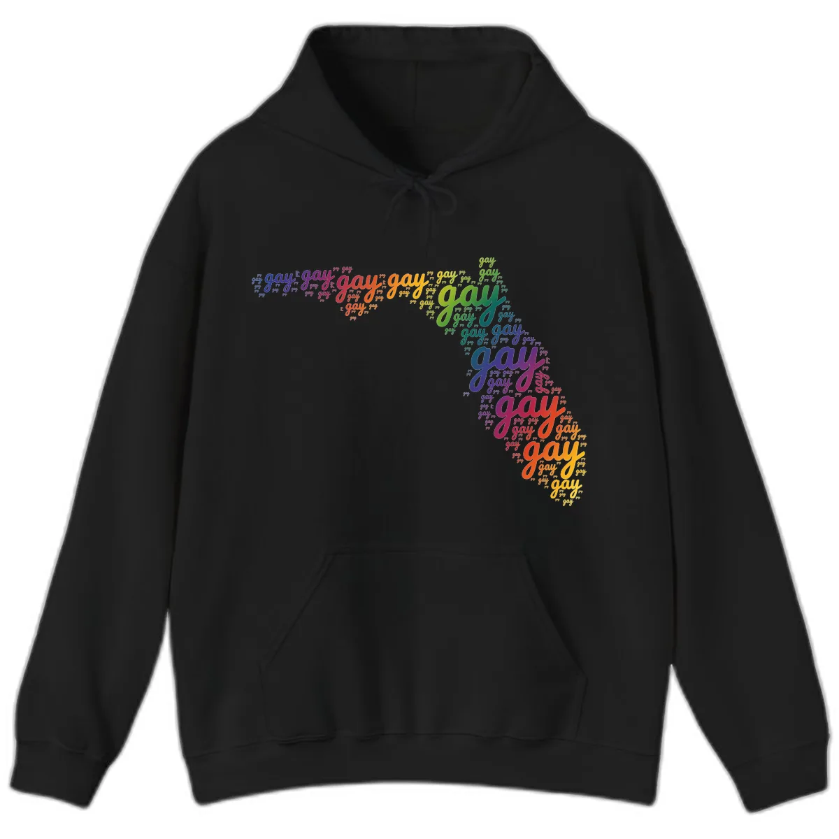 Rainbow Gay Pride Word Cloud Hoodie in Black