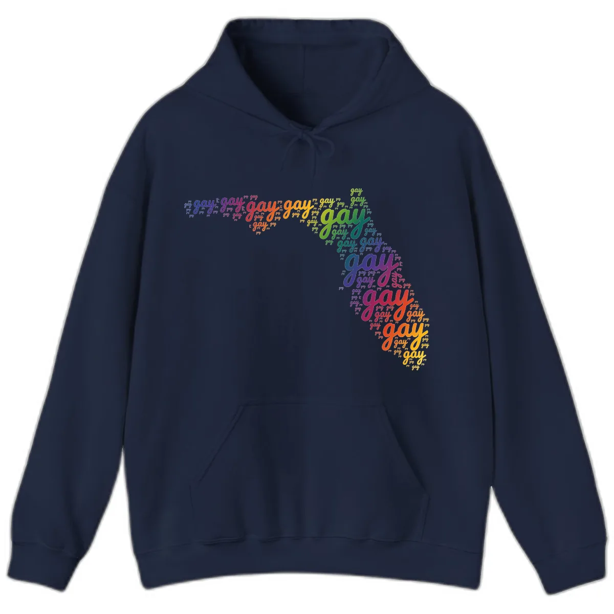 Rainbow Gay Pride Word Cloud Hoodie in Navy