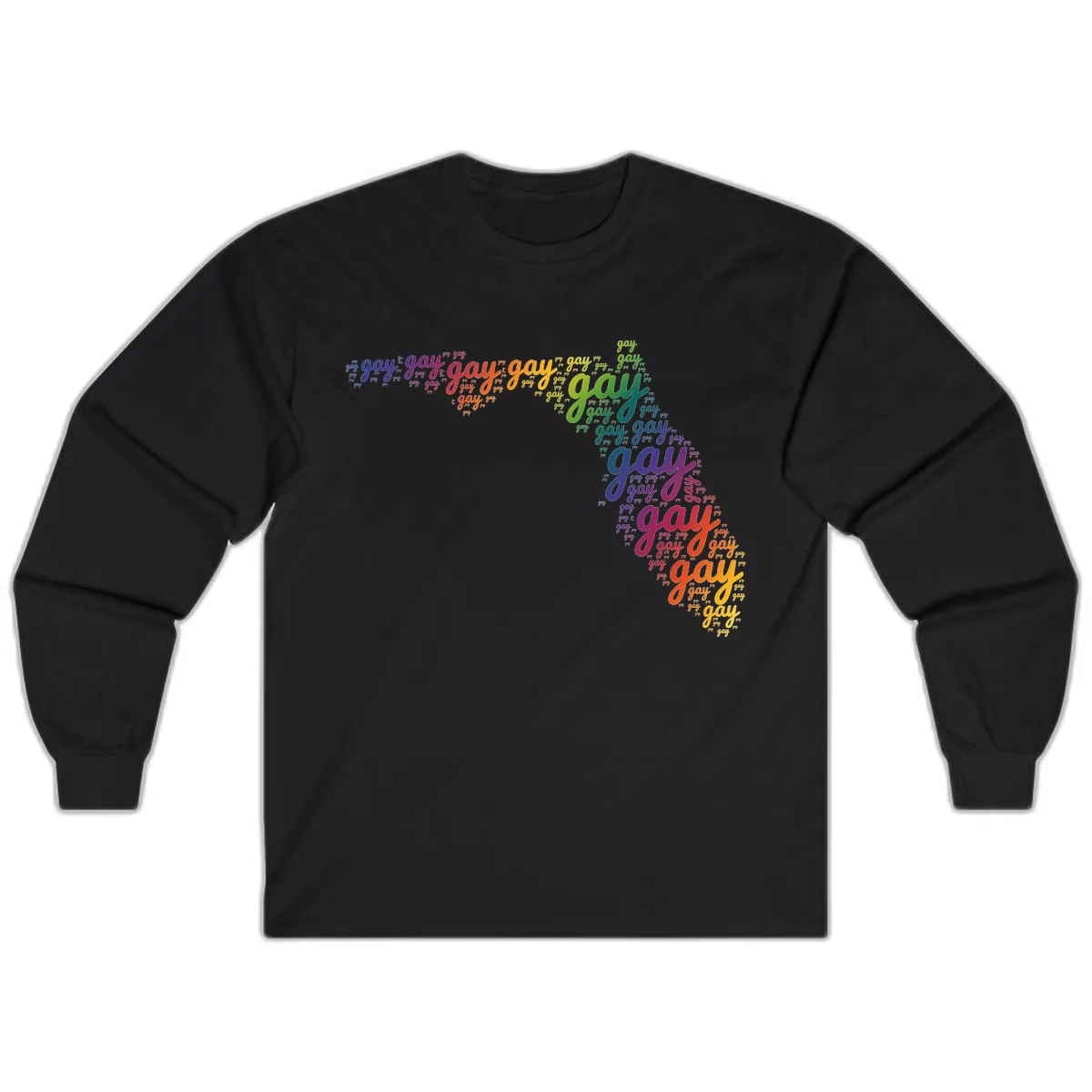 Rainbow Gay Pride Word Cloud Long Sleeve in Black