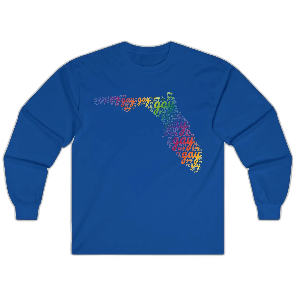Rainbow Gay Pride Word Cloud Long Sleeve in Royal