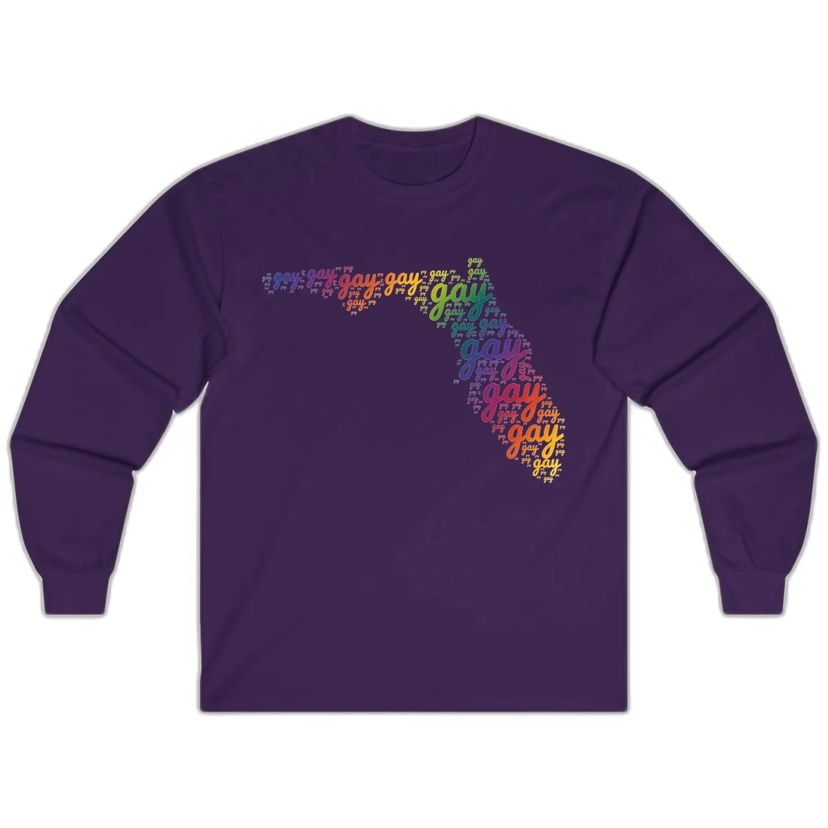 Rainbow Gay Pride Word Cloud Long Sleeve in Purple