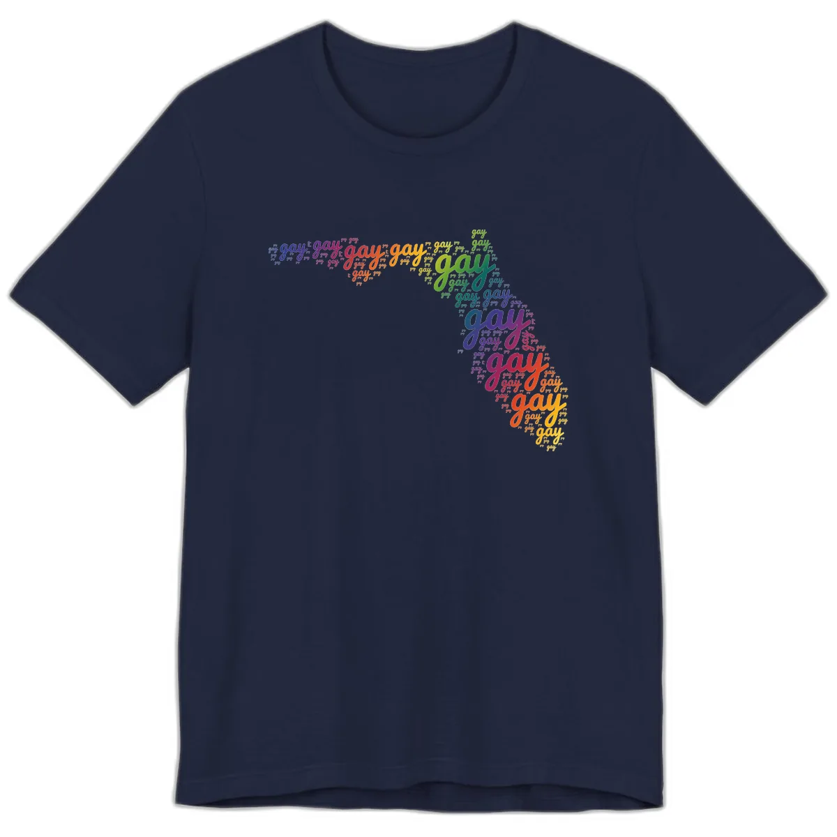 Rainbow Gay Pride Word Cloud Premium T-Shirt in Navy