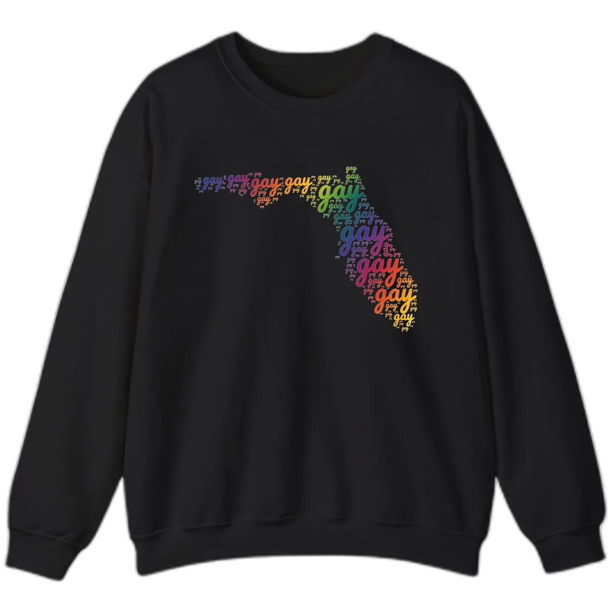 Rainbow Gay Pride Word Cloud Sweatshirt in Black