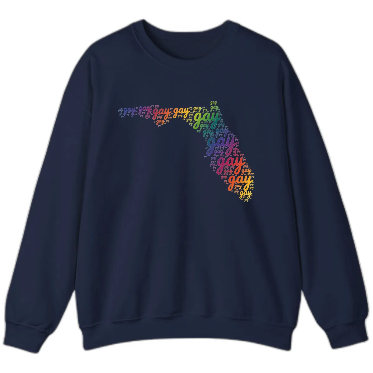 Rainbow Gay Pride Word Cloud Sweatshirt in Navy
