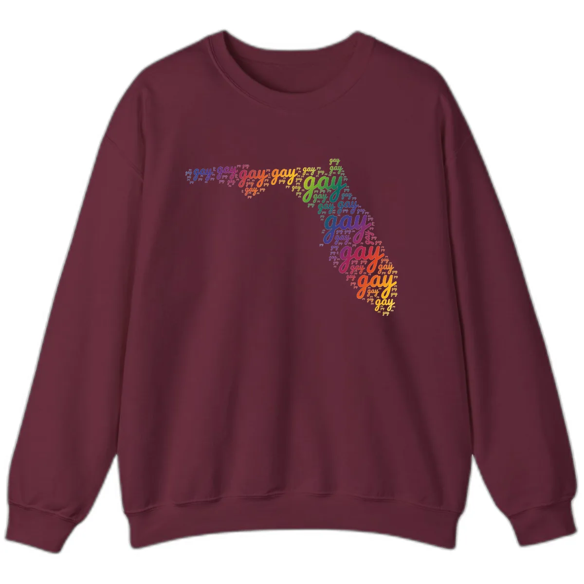 Rainbow Gay Pride Word Cloud Sweatshirt in Maroon