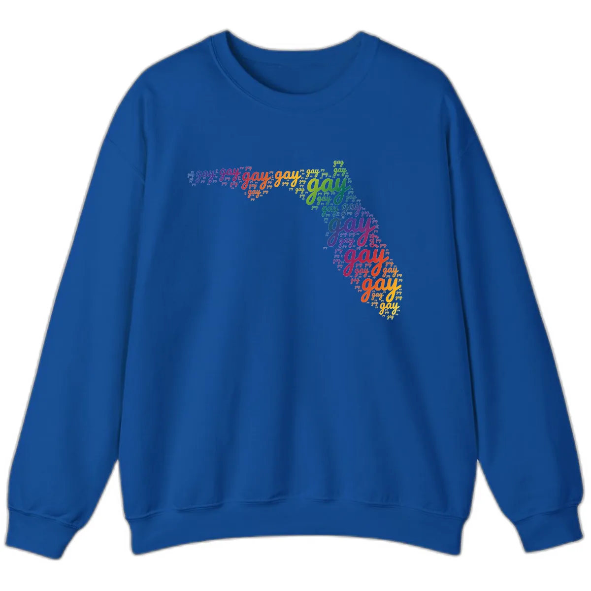 Rainbow Gay Pride Word Cloud Sweatshirt in Royal