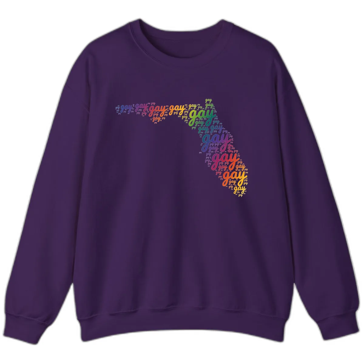 Rainbow Gay Pride Word Cloud Sweatshirt in Purple