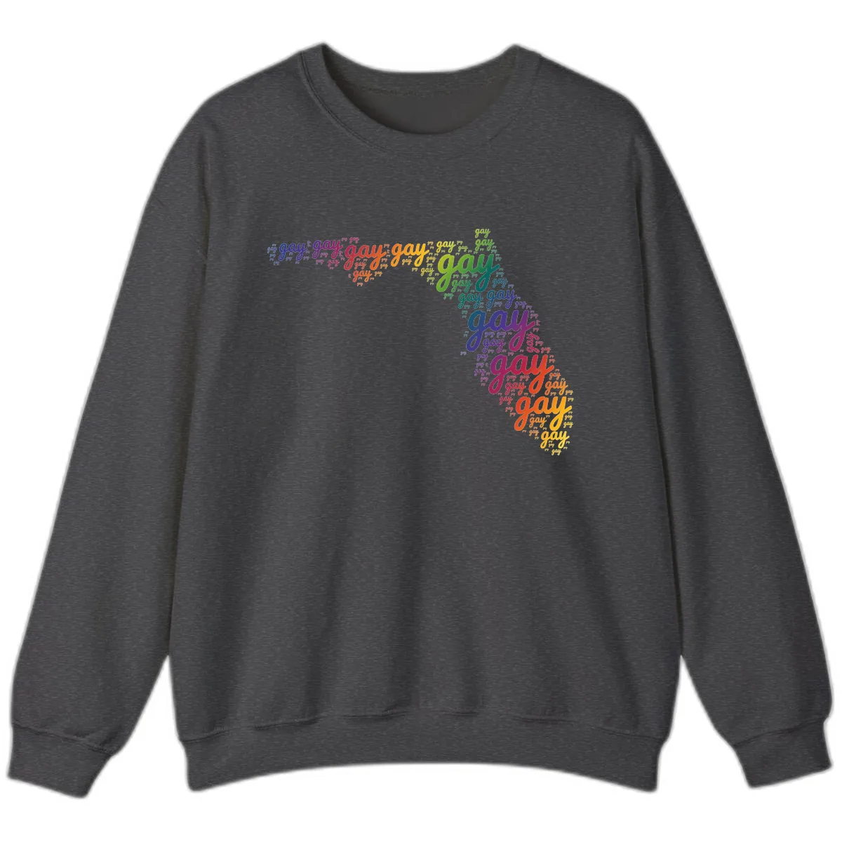 Rainbow Gay Pride Word Cloud Sweatshirt in Dark Heather