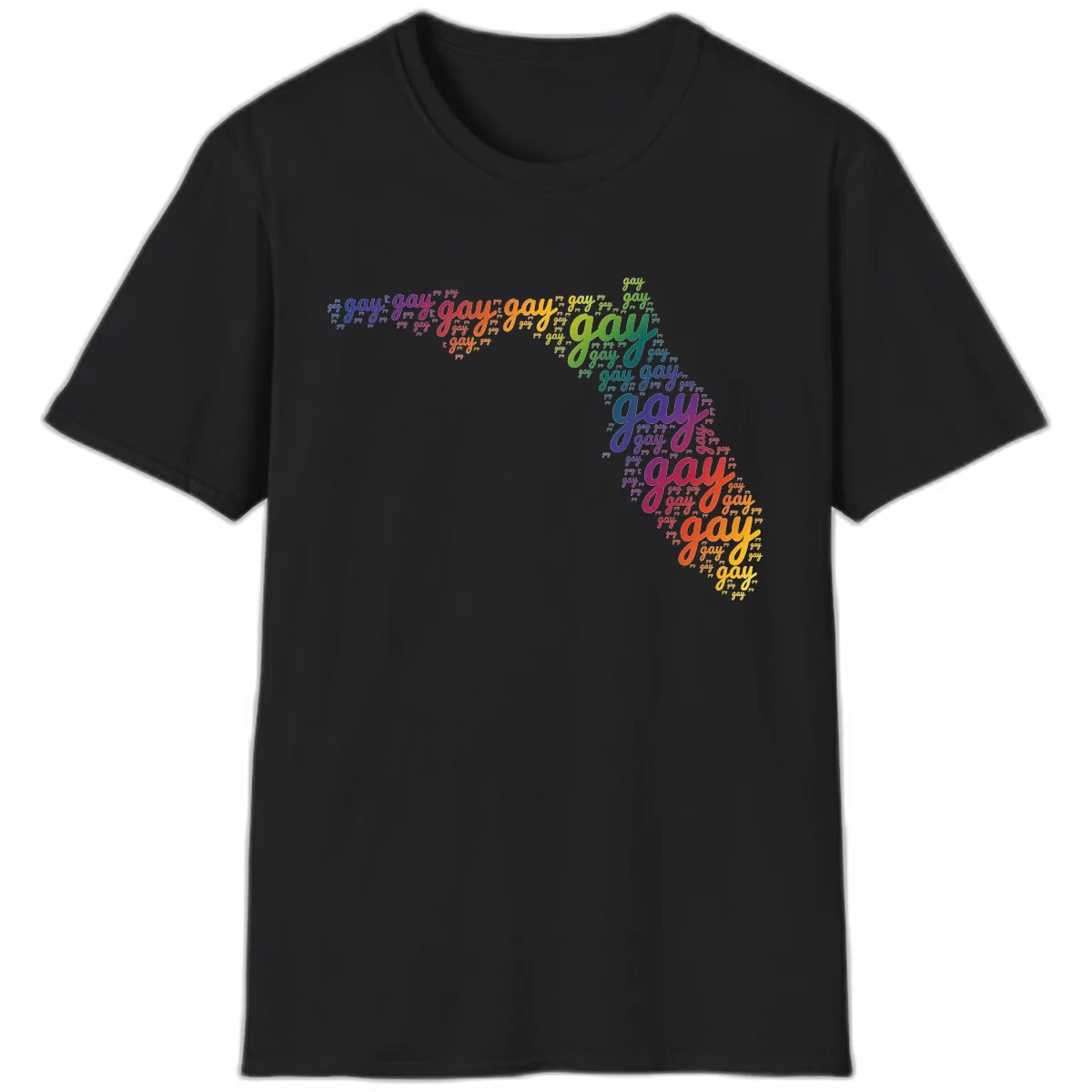 Rainbow Gay Pride Word Cloud T-Shirt in Black