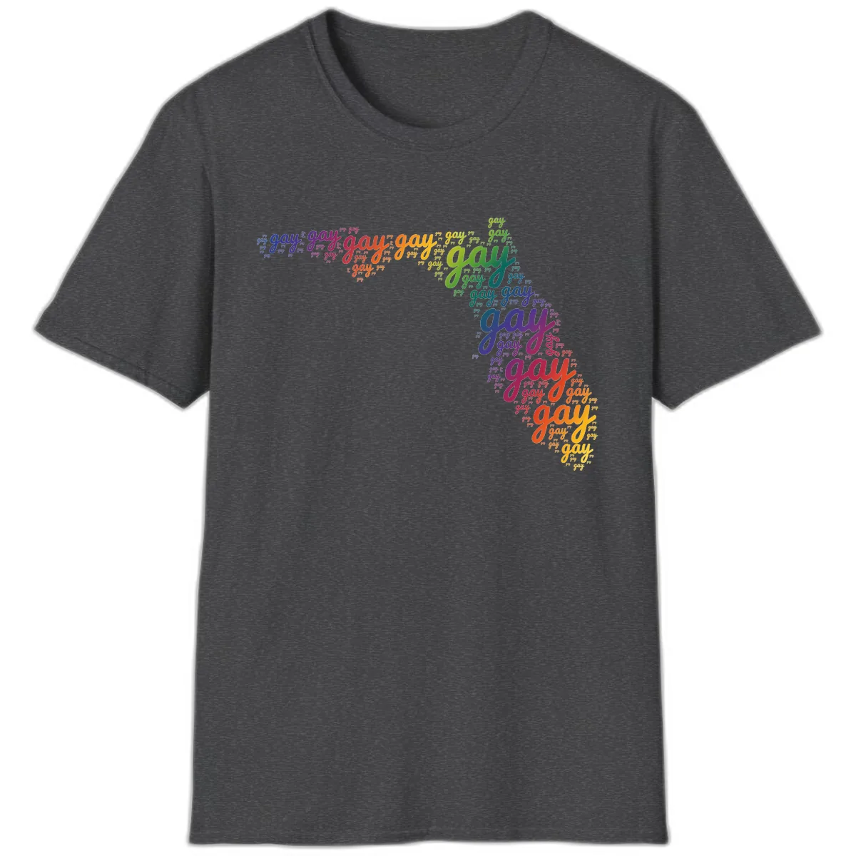 Rainbow Gay Pride Word Cloud T-Shirt in Dark Heather