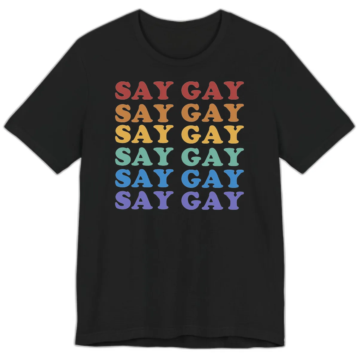 Say Gay Rainbow Pride Statement Premium T-Shirt in Black