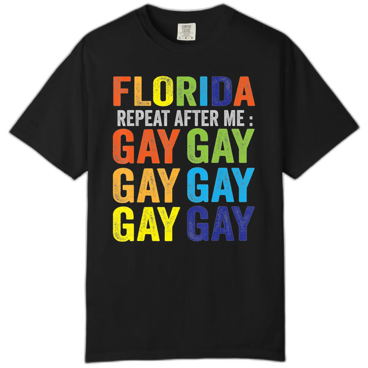 Florida Repeat After Me Gay Pride Comfort Color in Black