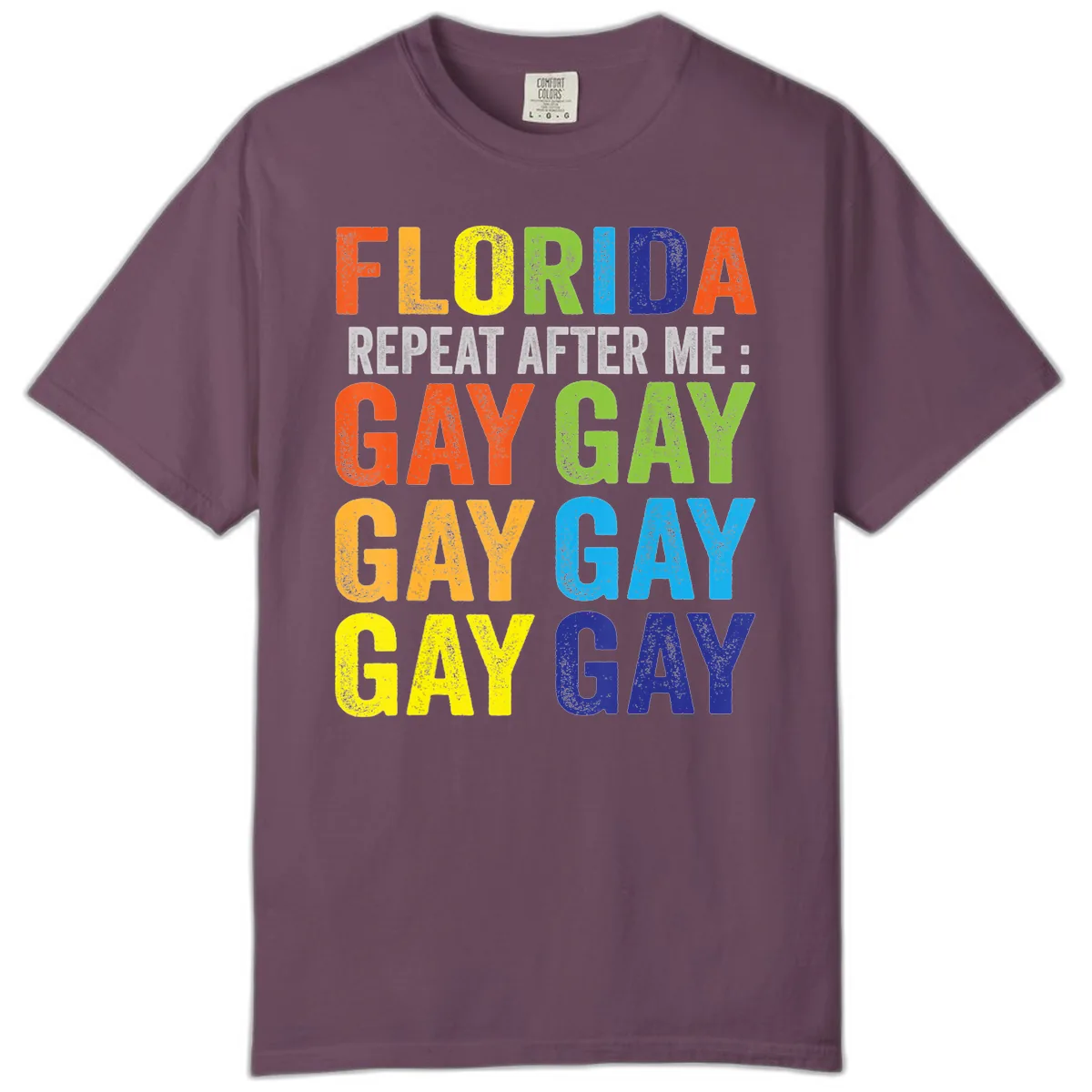 Florida Repeat After Me Gay Pride Comfort Color in Berry