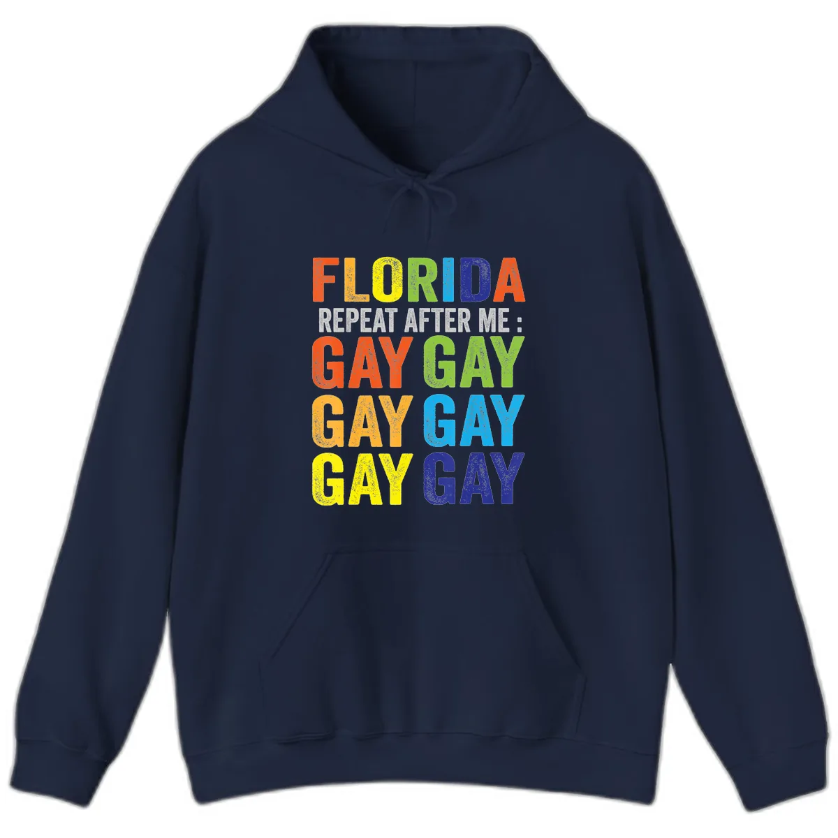 Florida Repeat After Me Gay Pride Hoodie in Navy