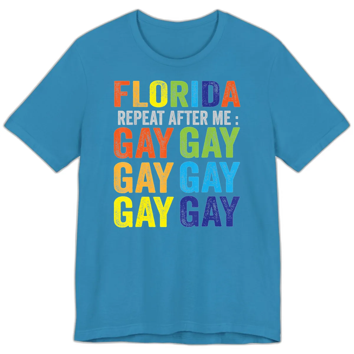 Florida Repeat After Me Gay Pride Premium T-Shirt in Aqua
