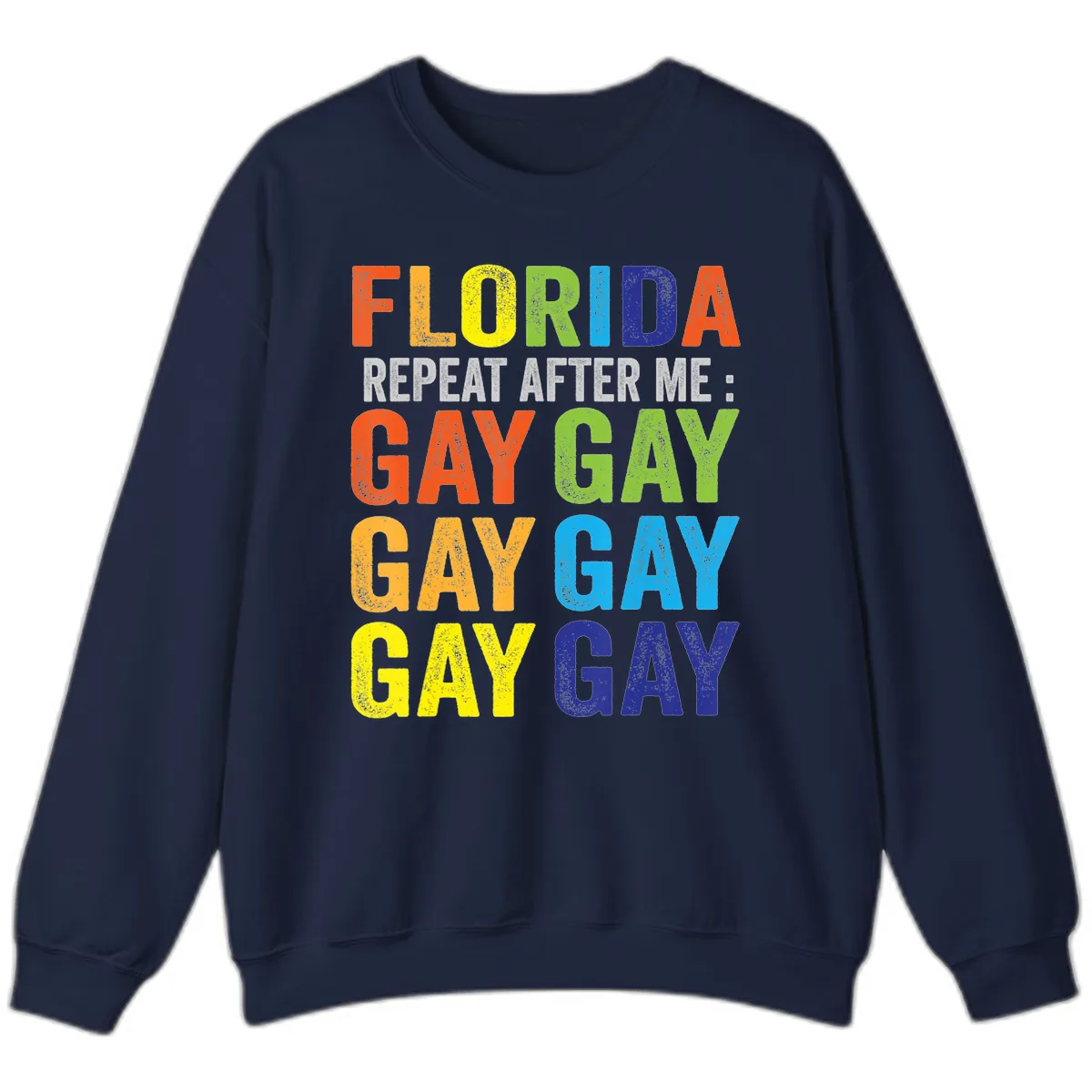 Florida Repeat After Me Gay Pride Sweatshirt in Navy
