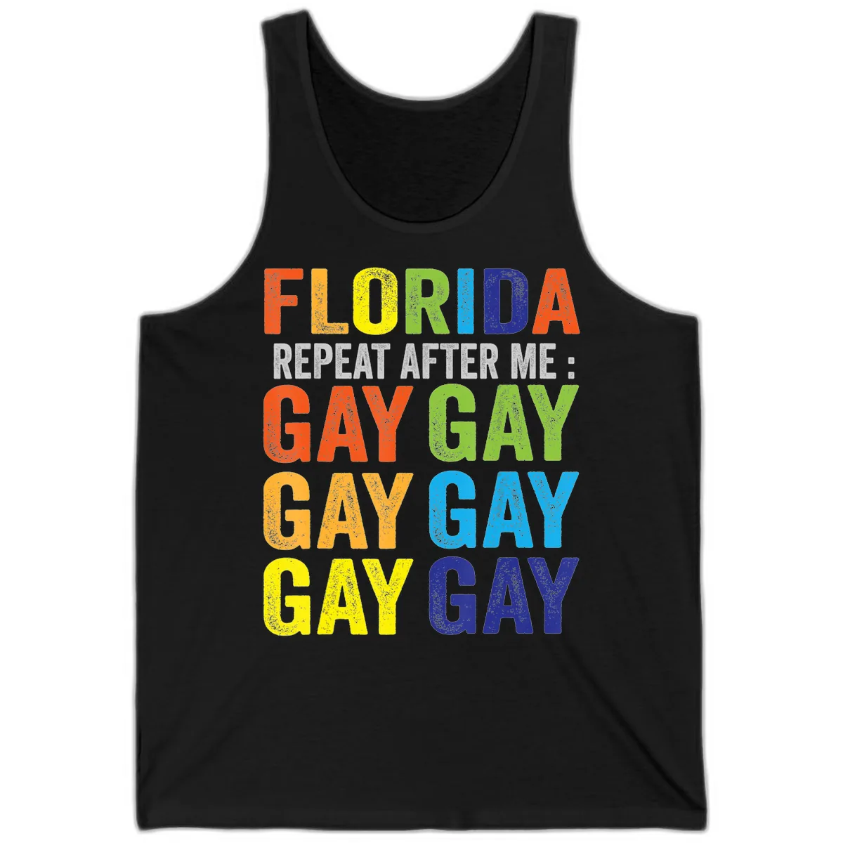 Florida Repeat After Me Gay Pride Tank in Black