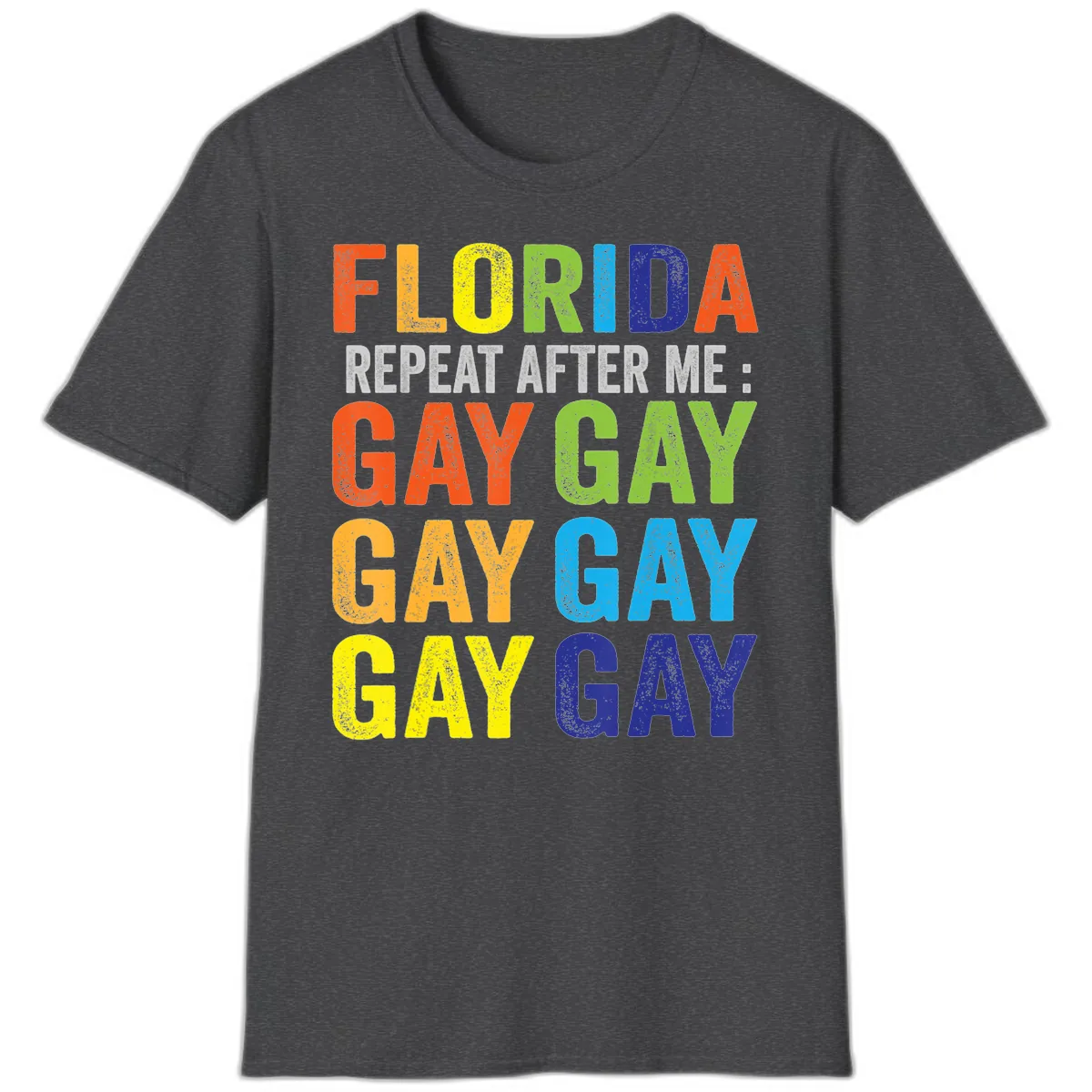 Florida Repeat After Me Gay Pride T-Shirt in Dark Heather