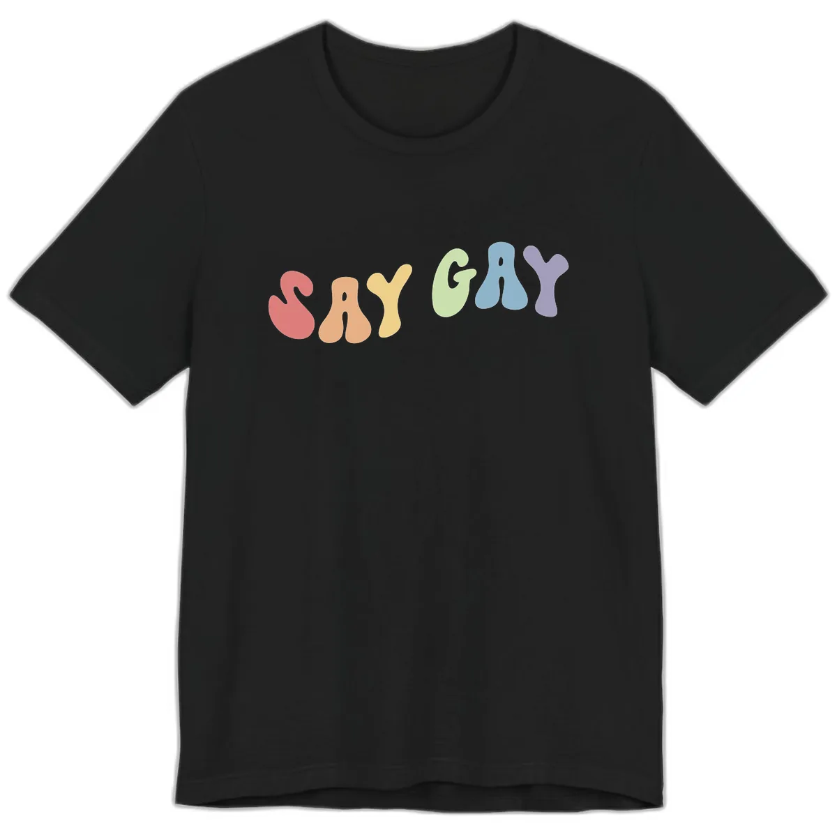 Say Gay Pride Rainbow Letters Premium T-Shirt in Black