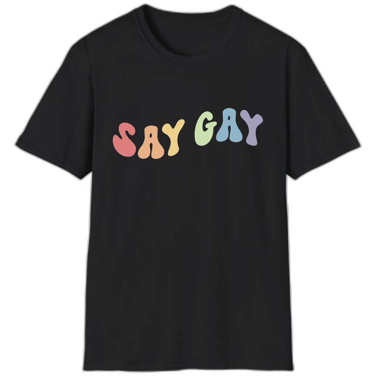 Say Gay Pride Rainbow Letters T-Shirt in Black