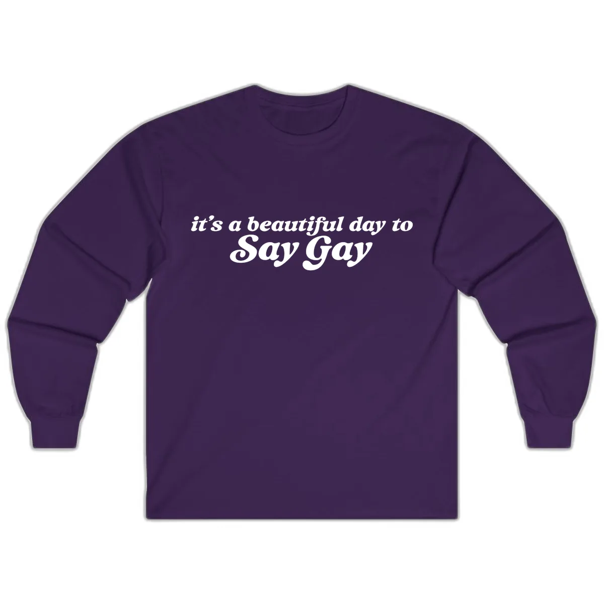 It's A Beautiful Day To Say Gay Long Sleeve in Purple