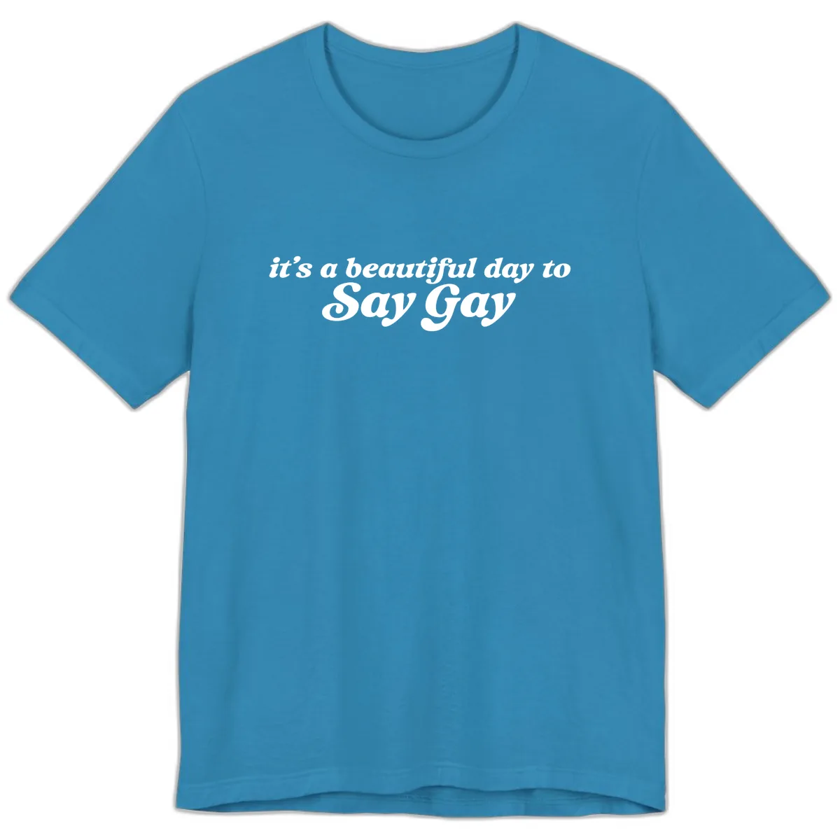 It's A Beautiful Day To Say Gay Premium T-Shirt in Aqua