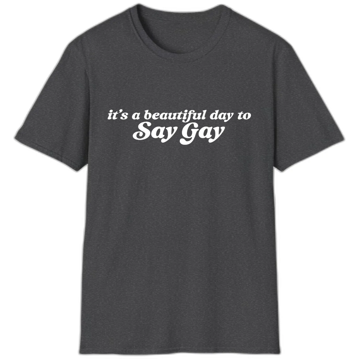 It's A Beautiful Day To Say Gay T-Shirt in Dark Heather