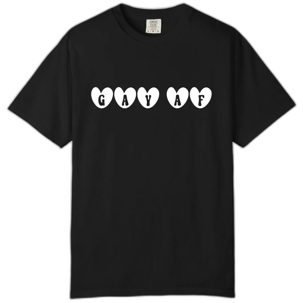 Gay AF Pride Hearts Comfort Color in Black