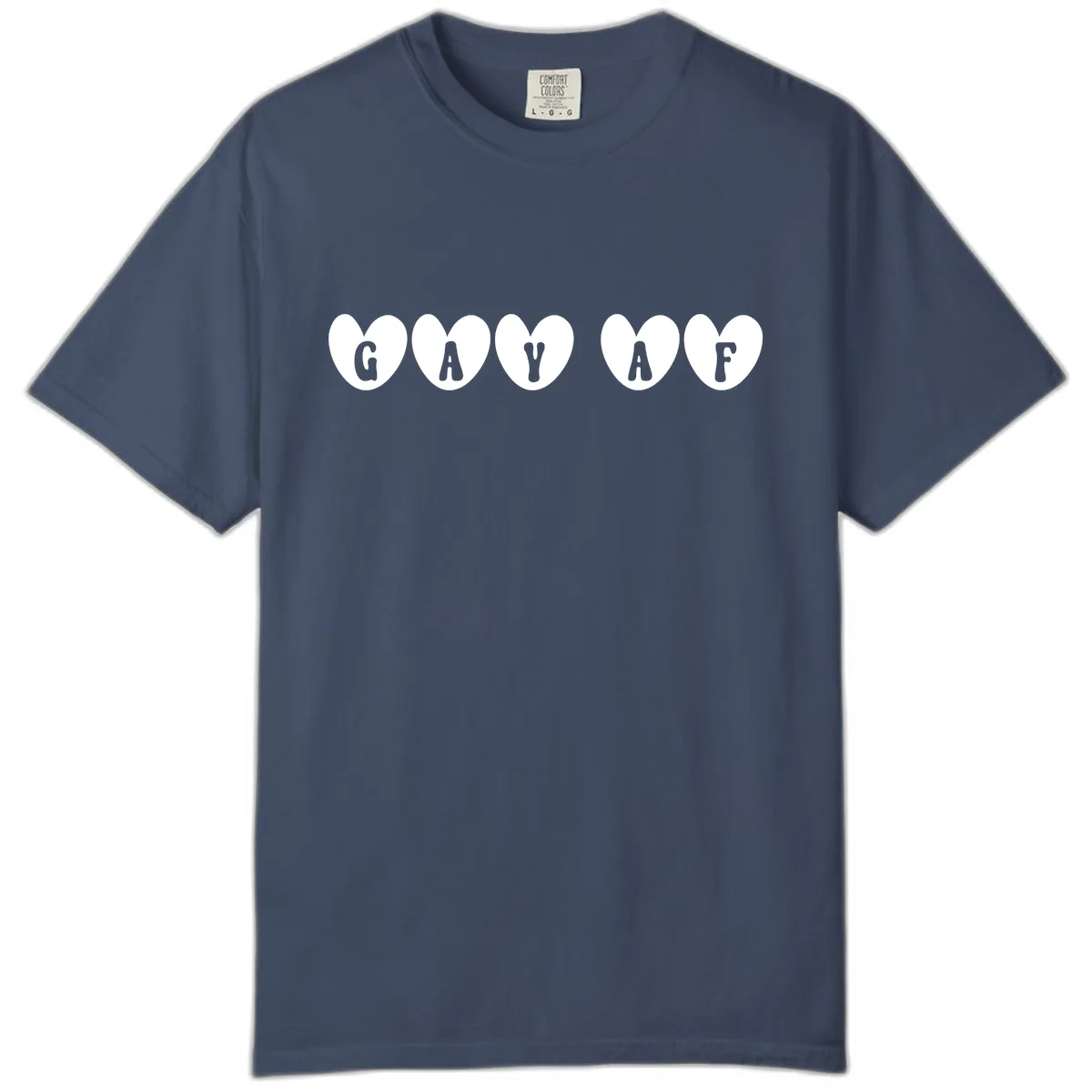 Gay AF Pride Hearts Comfort Color in Midnight