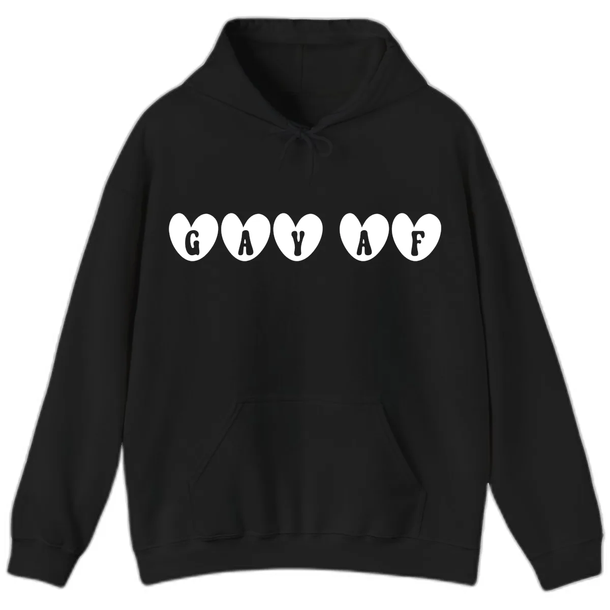Gay AF Pride Hearts Hoodie in Black