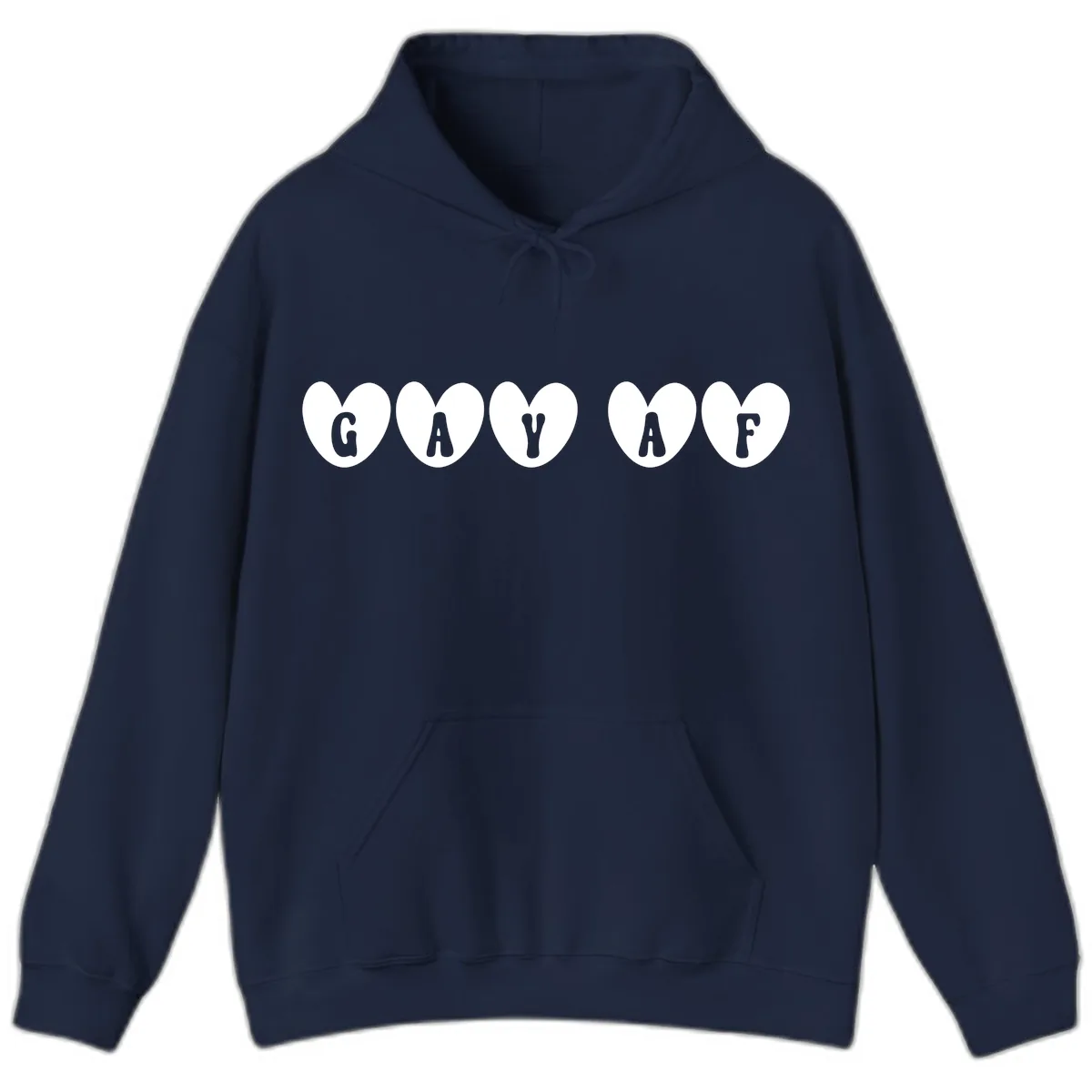 Gay AF Pride Hearts Hoodie in Navy
