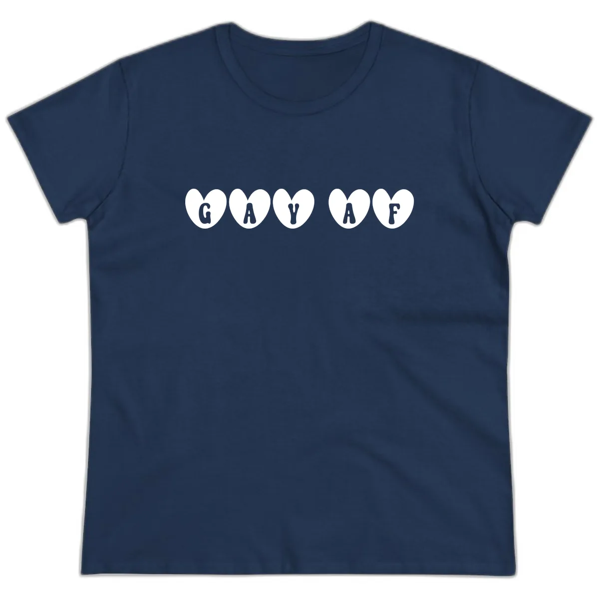 Gay AF Pride Hearts Ladies Tee in Navy