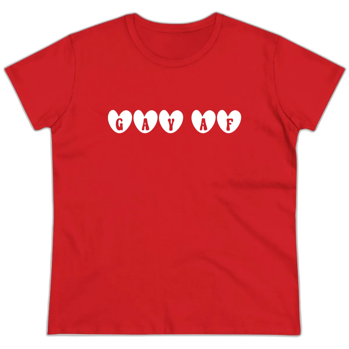 Gay AF Pride Hearts Ladies Tee in Red