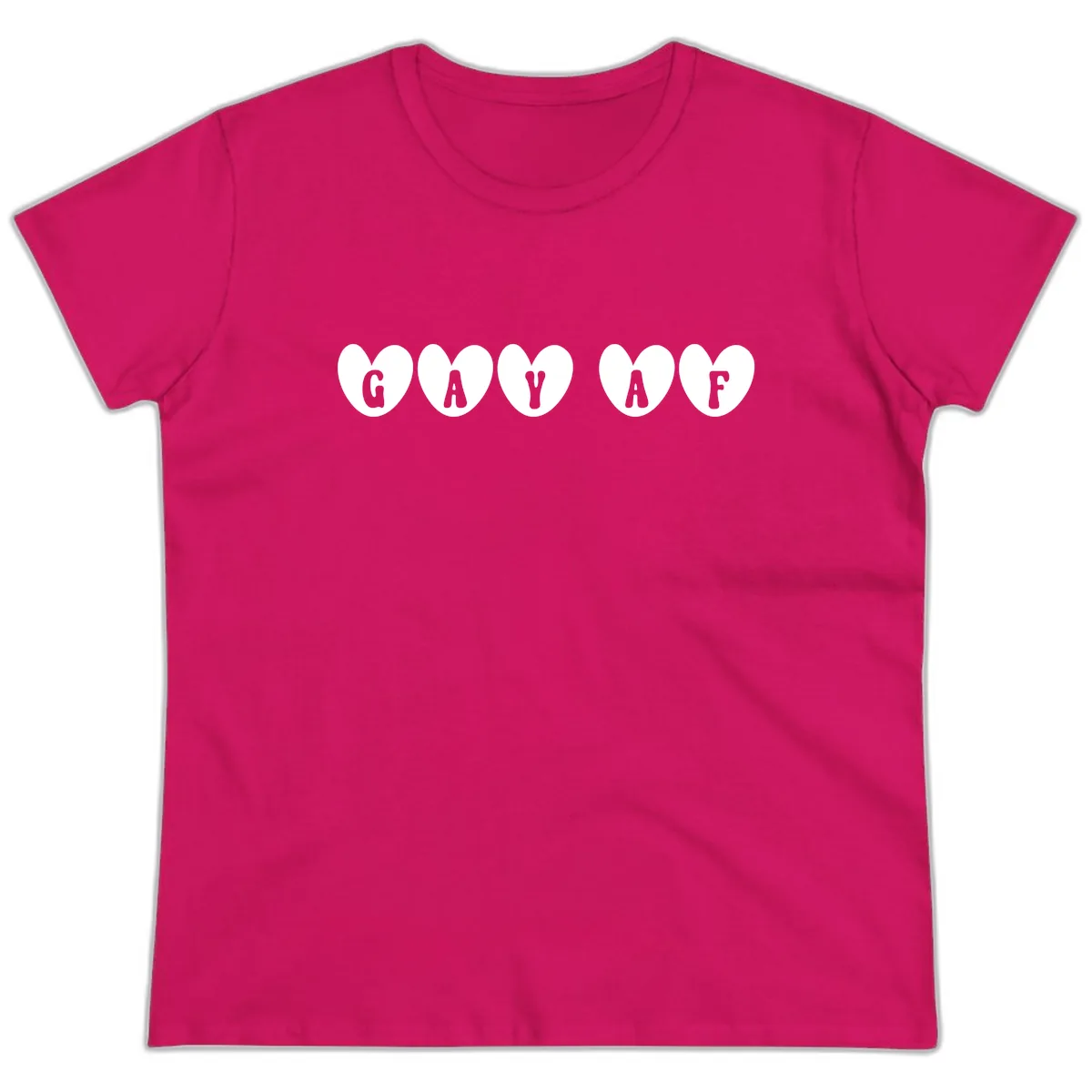 Gay AF Pride Hearts Ladies Tee in Heliconia