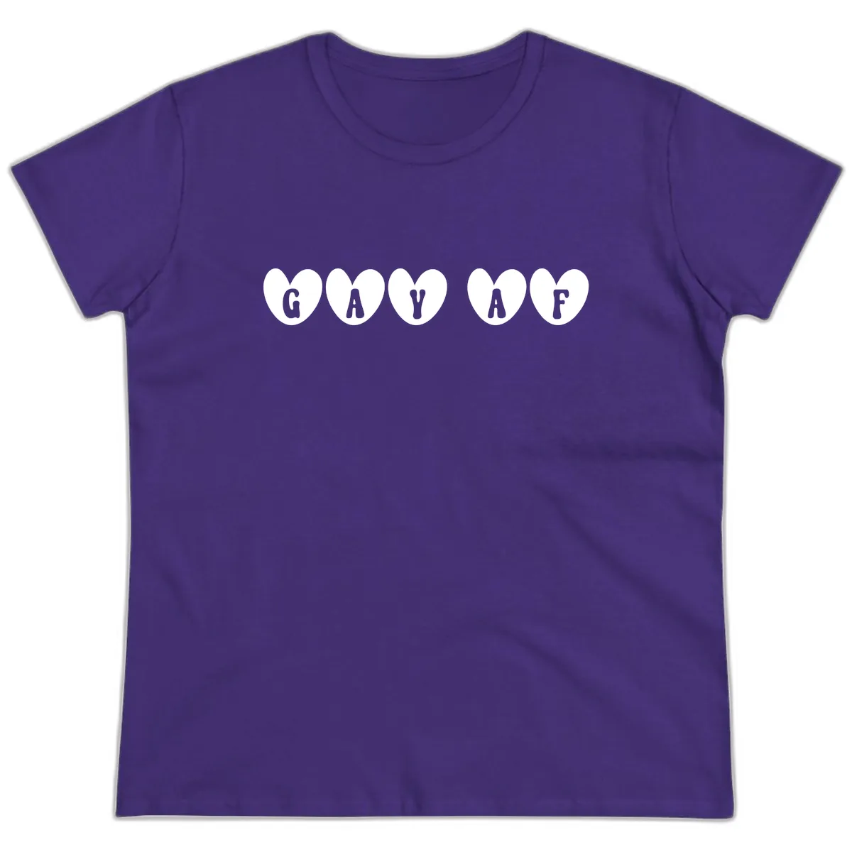Gay AF Pride Hearts Ladies Tee in Purple