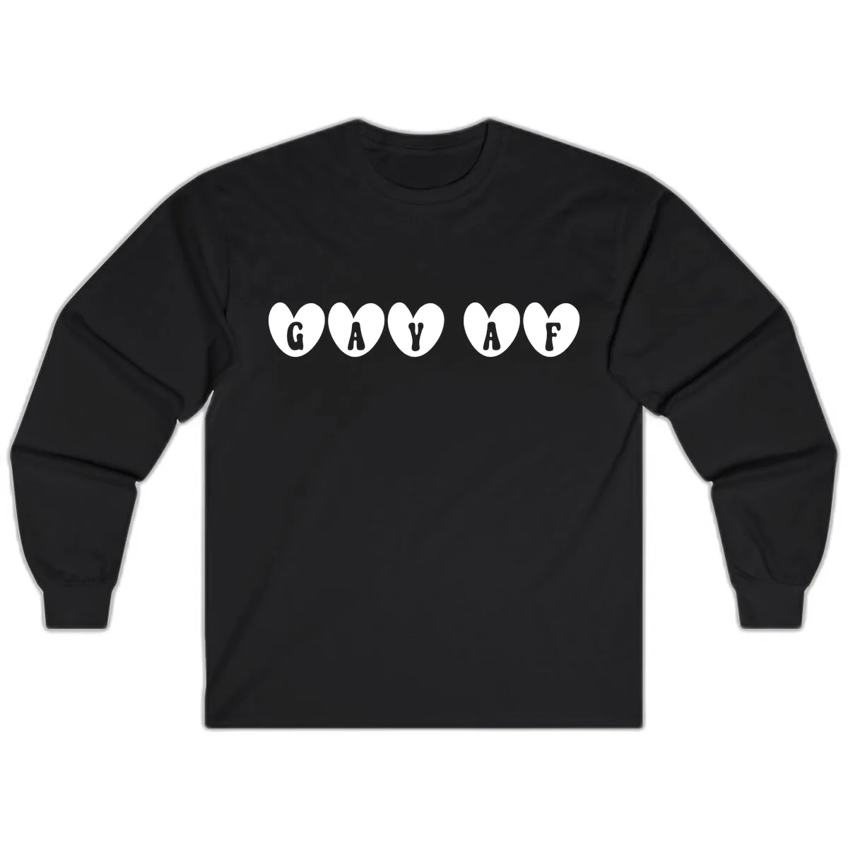 Gay AF Pride Hearts Long Sleeve in Black