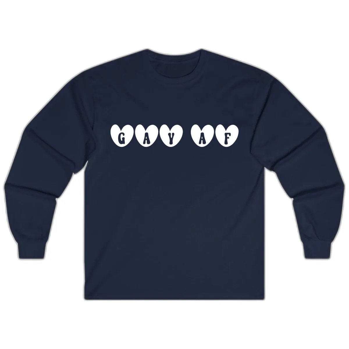 Gay AF Pride Hearts Long Sleeve in Navy