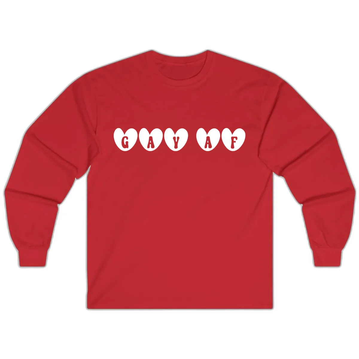 Gay AF Pride Hearts Long Sleeve in Red